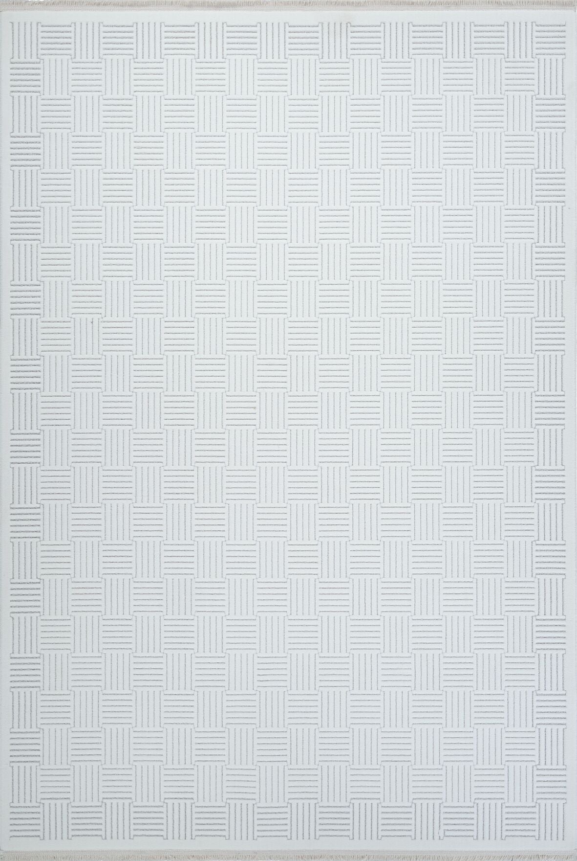 Origami 6911 Beyaz Gri - Polyester Dokuma Halı | Modern Salon Halısı